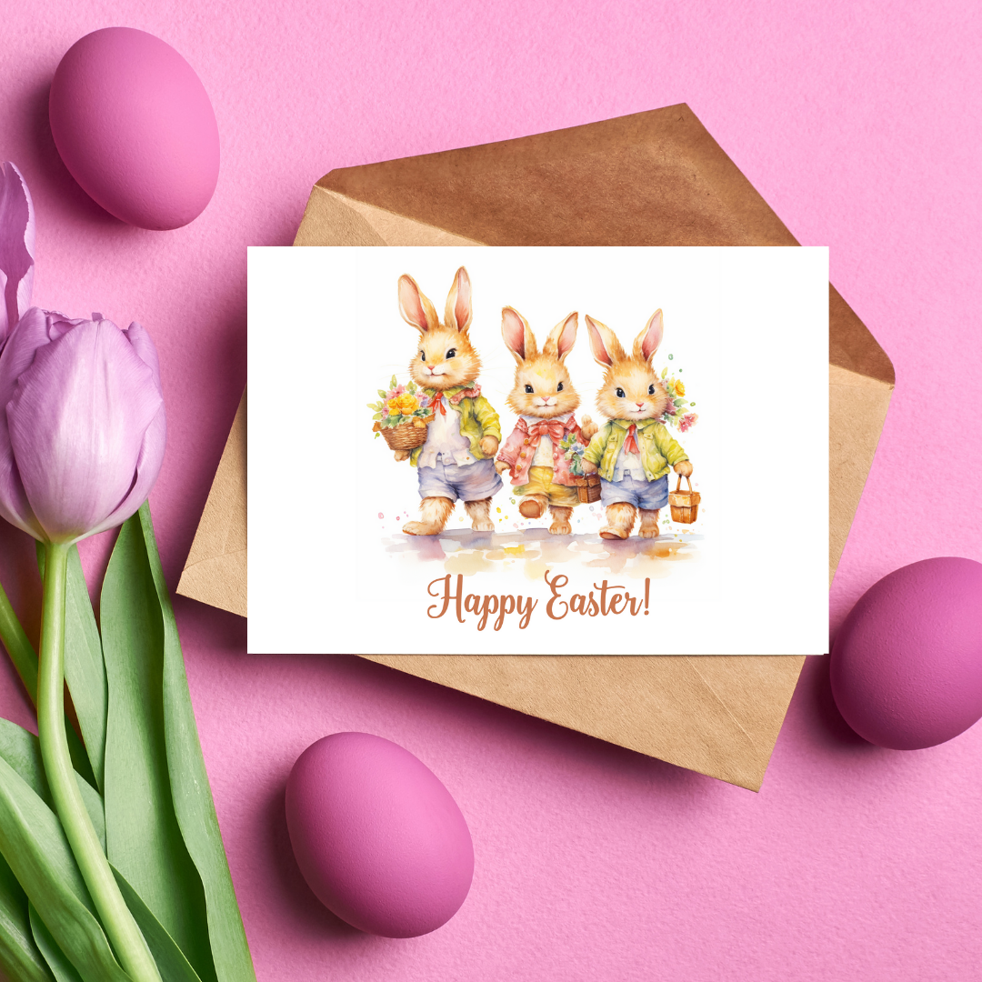 Cute Bunny Easter Card - Watercolor Printable Card