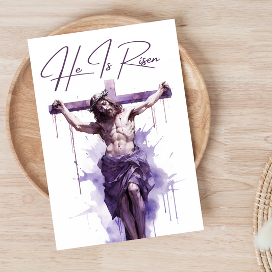 He Is Risen Faith Easter Card - Blank A5 Printable Card