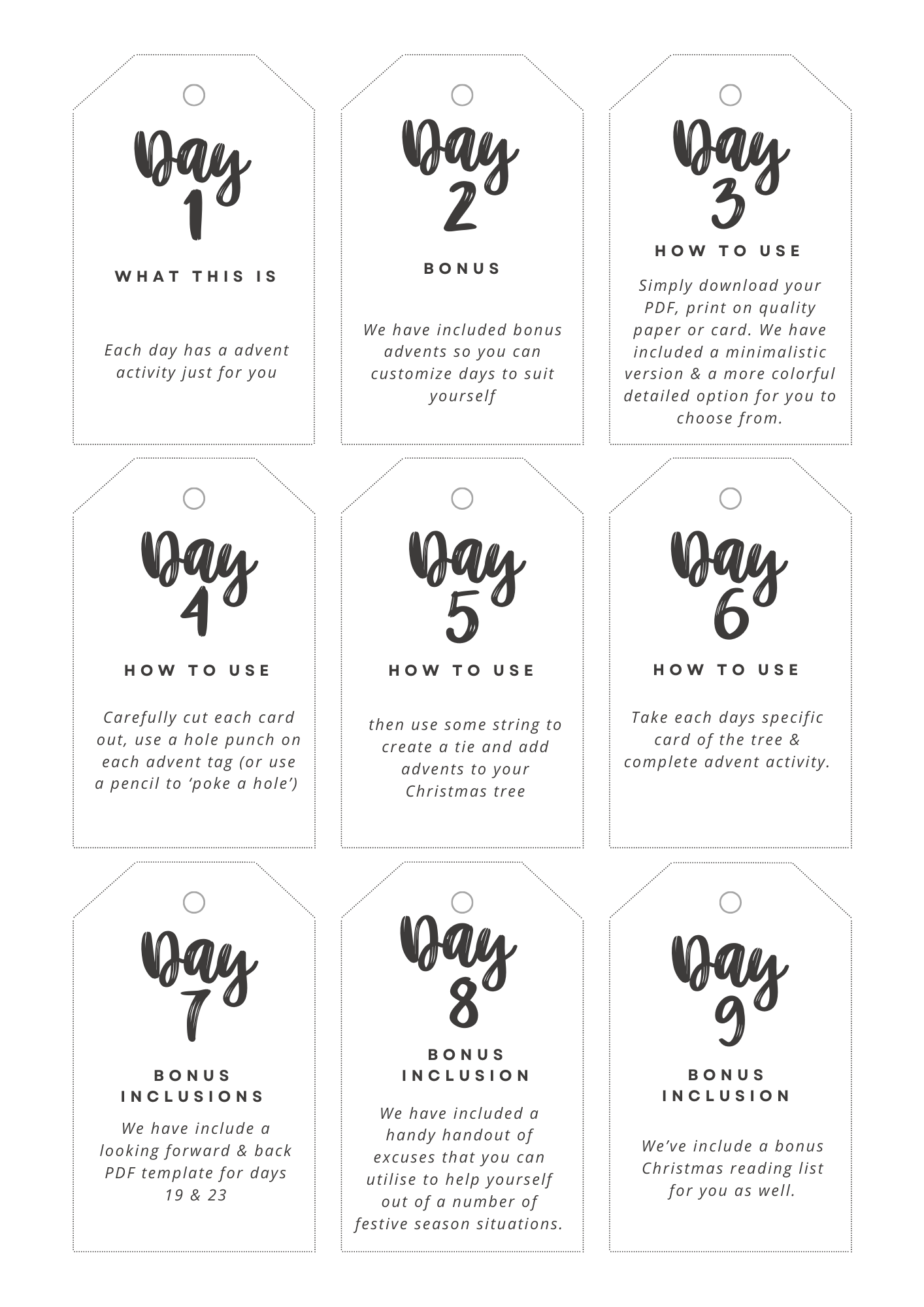 Digital Printable Advent Calendar For Introverts