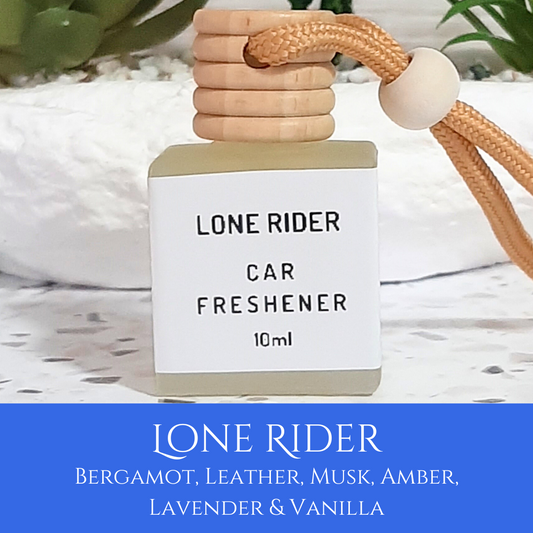 Lone Rider: Bergamot, Leather, Musk, Amber, Lavender & Vanilla - Car Freshener