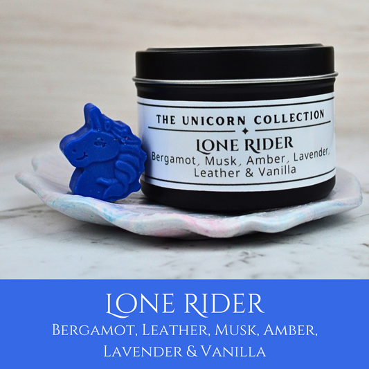 Lone Rider: Bergamot, Leather, Musk, Amber, Lavender & Vanilla - Eco Soy Wax Melt Tin