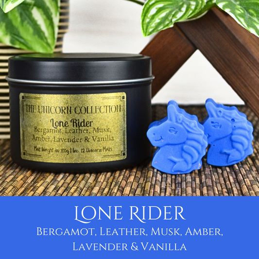 Lone Rider: Bergamot, Leather, Musk, Amber, Lavender & Vanilla - Eco Soy Wax Melt Tin