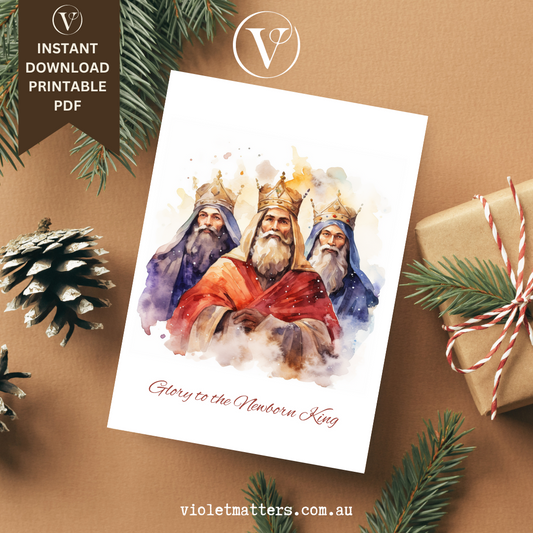 Beautiful Watercolor Printable Christmas Faith A5 Card