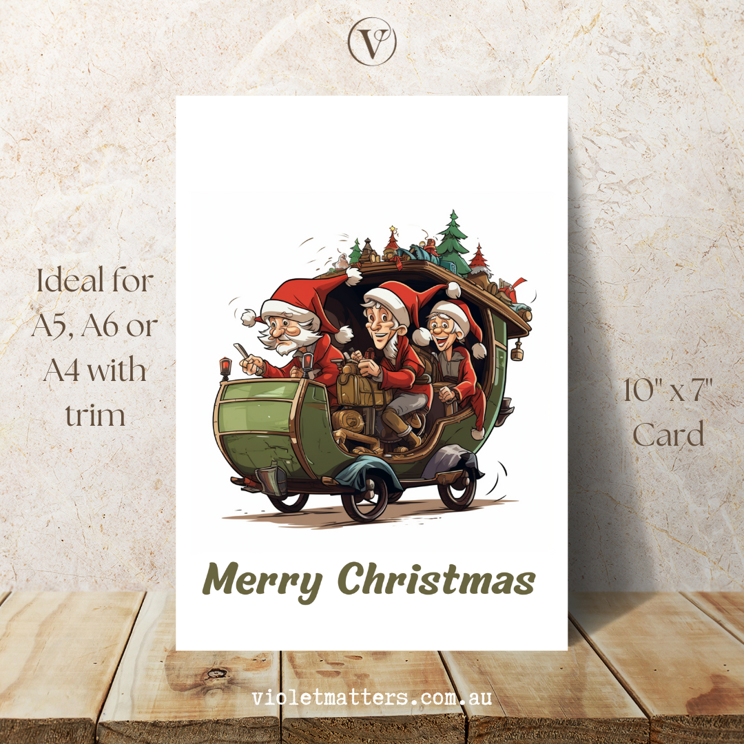 Retro Comic Cartoon Style Printable Christmas A5 Card