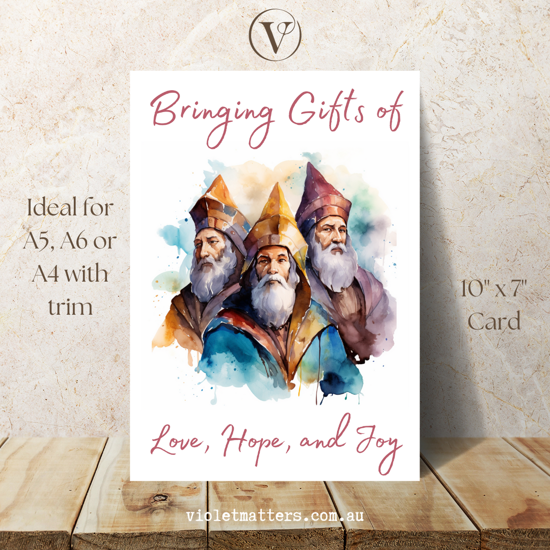 Printable Faith Christmas A5 Card - Three Wisemen