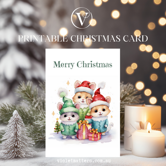Adorable Printable Squirrel Christmas A5 Card