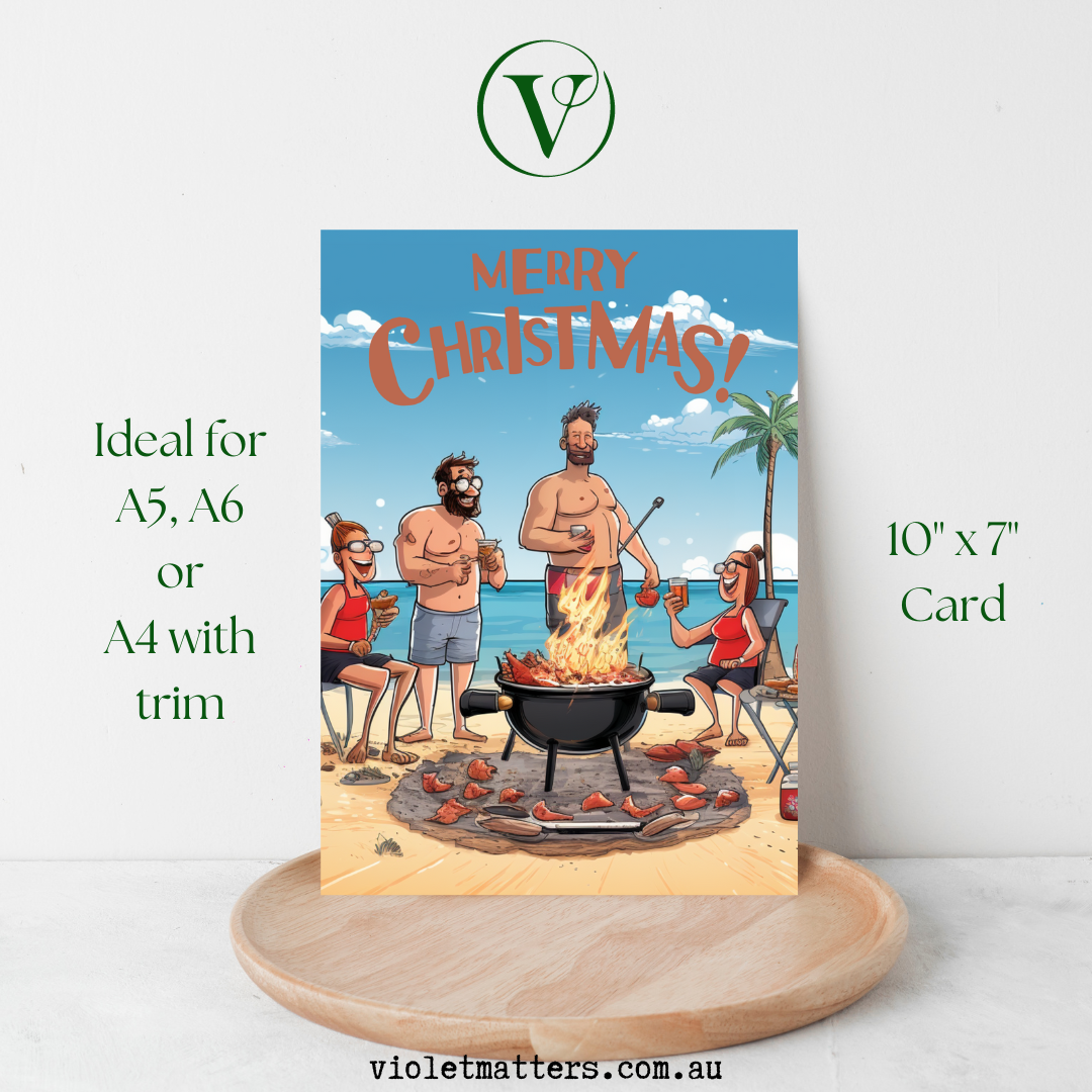 Printable Digital Australian Summer Christmas A5 Card