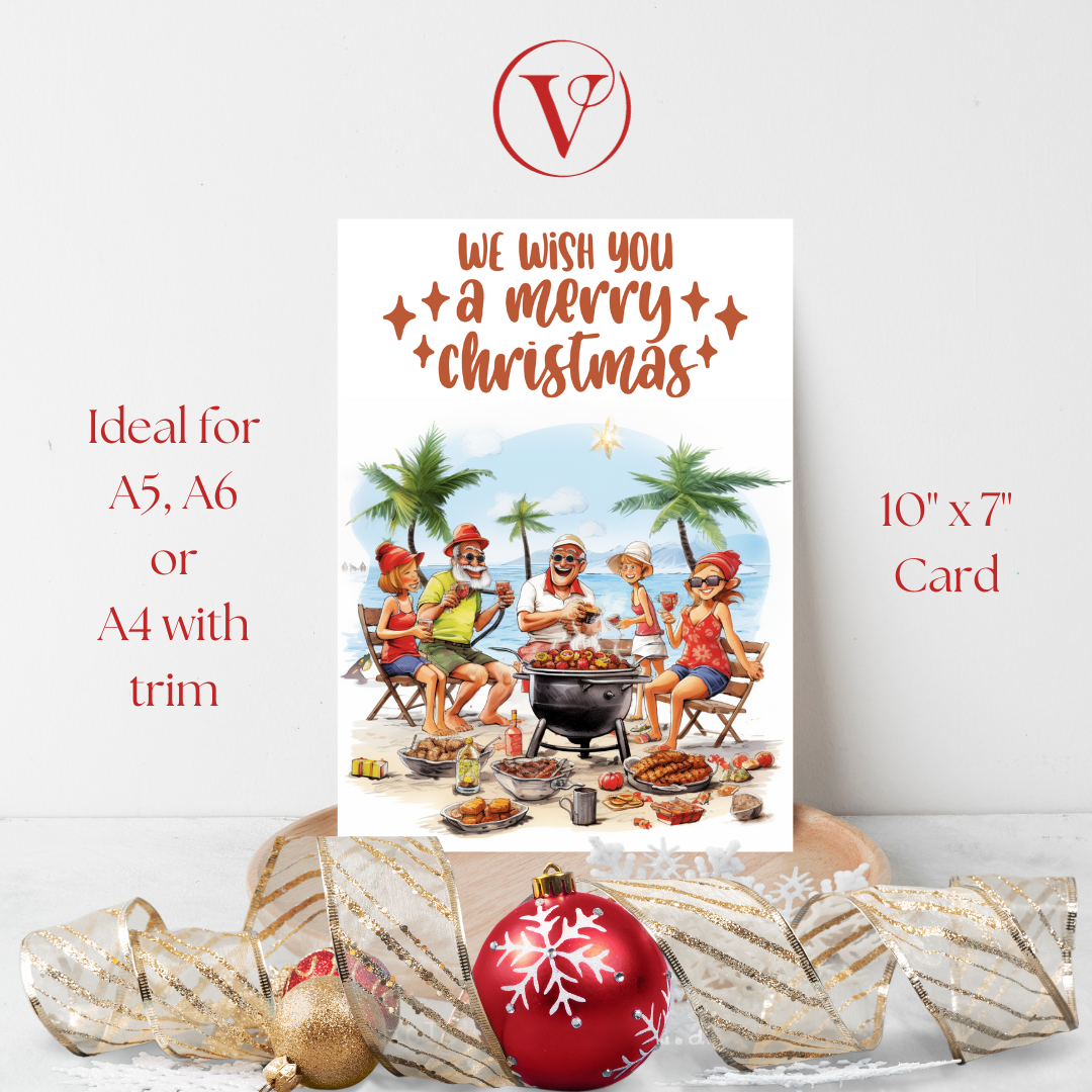 Printable Digital Australian Summer Christmas A5 Card