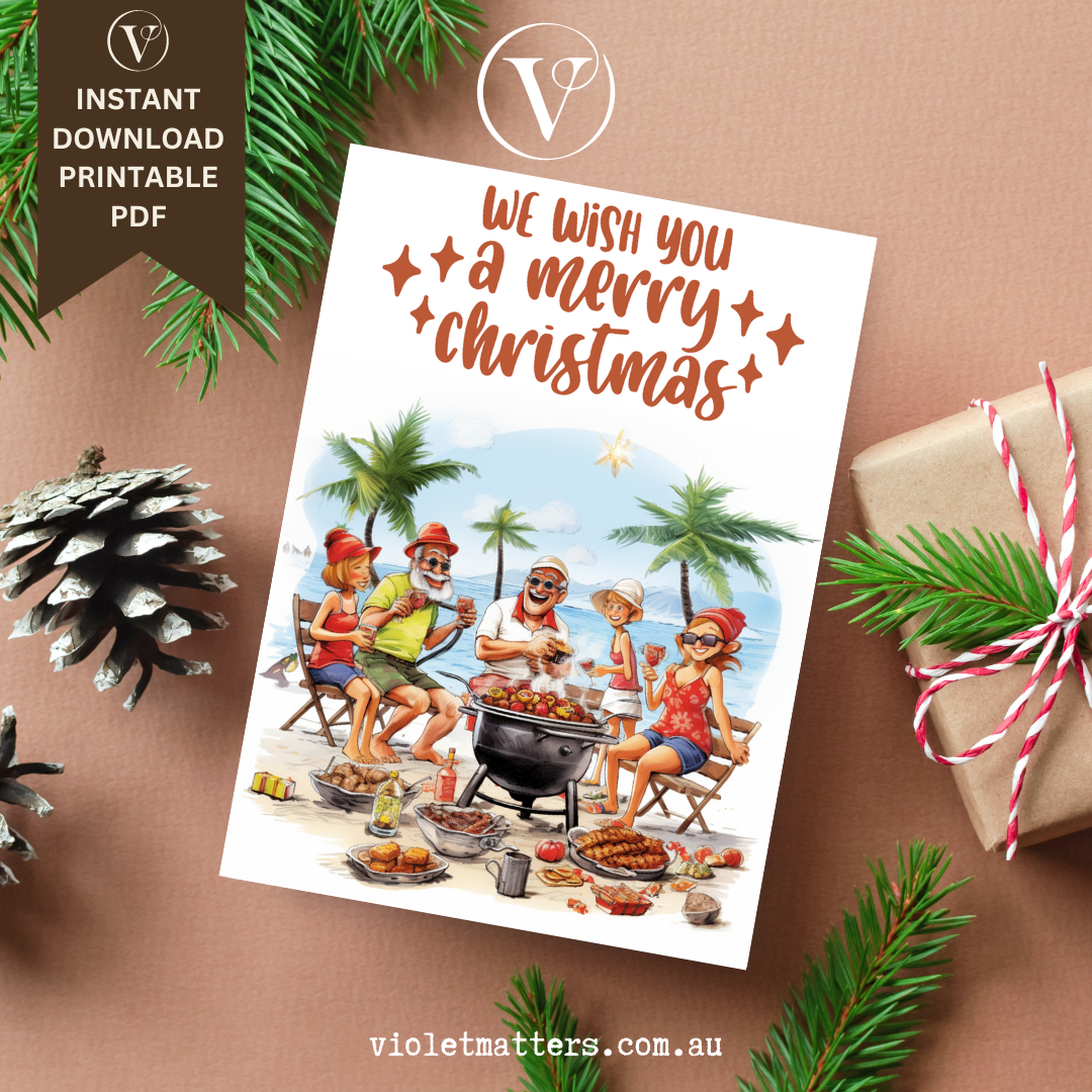 Printable Digital Australian Summer Christmas A5 Card