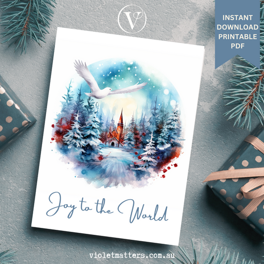 Joy To The World Printable Christmas A5 Card