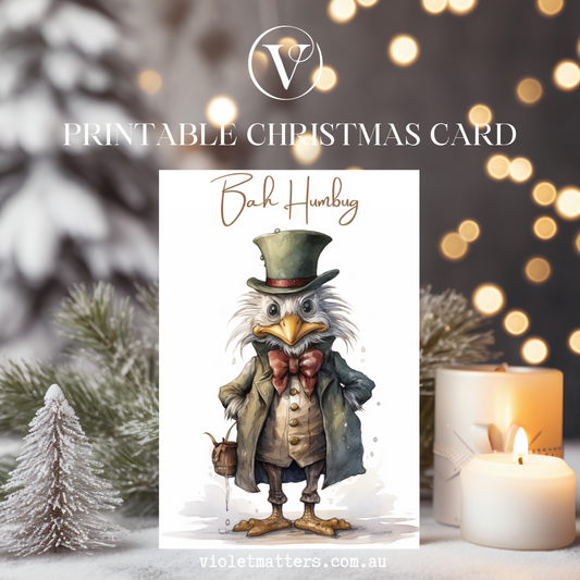 Awesome Grumpy Scrooge Printable Fun Anti-Christmas Card A5 Size