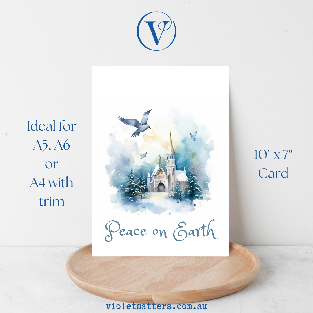 Peace on Earth Printable Christmas A5 Card