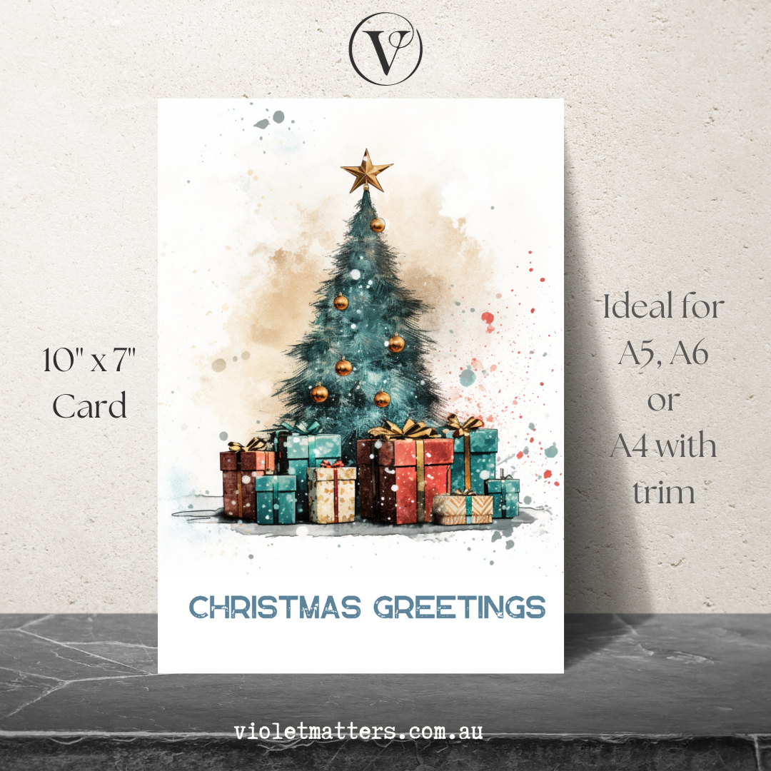 Grunge Style Printable Christmas A5 Card