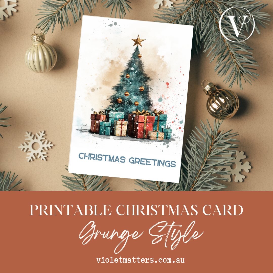 Grunge Style Printable Christmas A5 Card