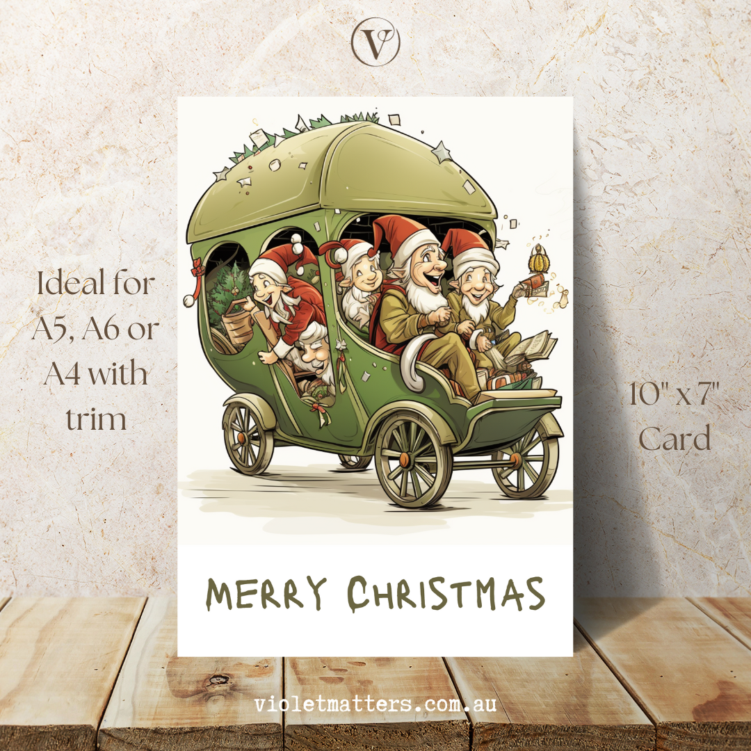 Retro Comic Cartoon Style Printable Christmas A5 Card