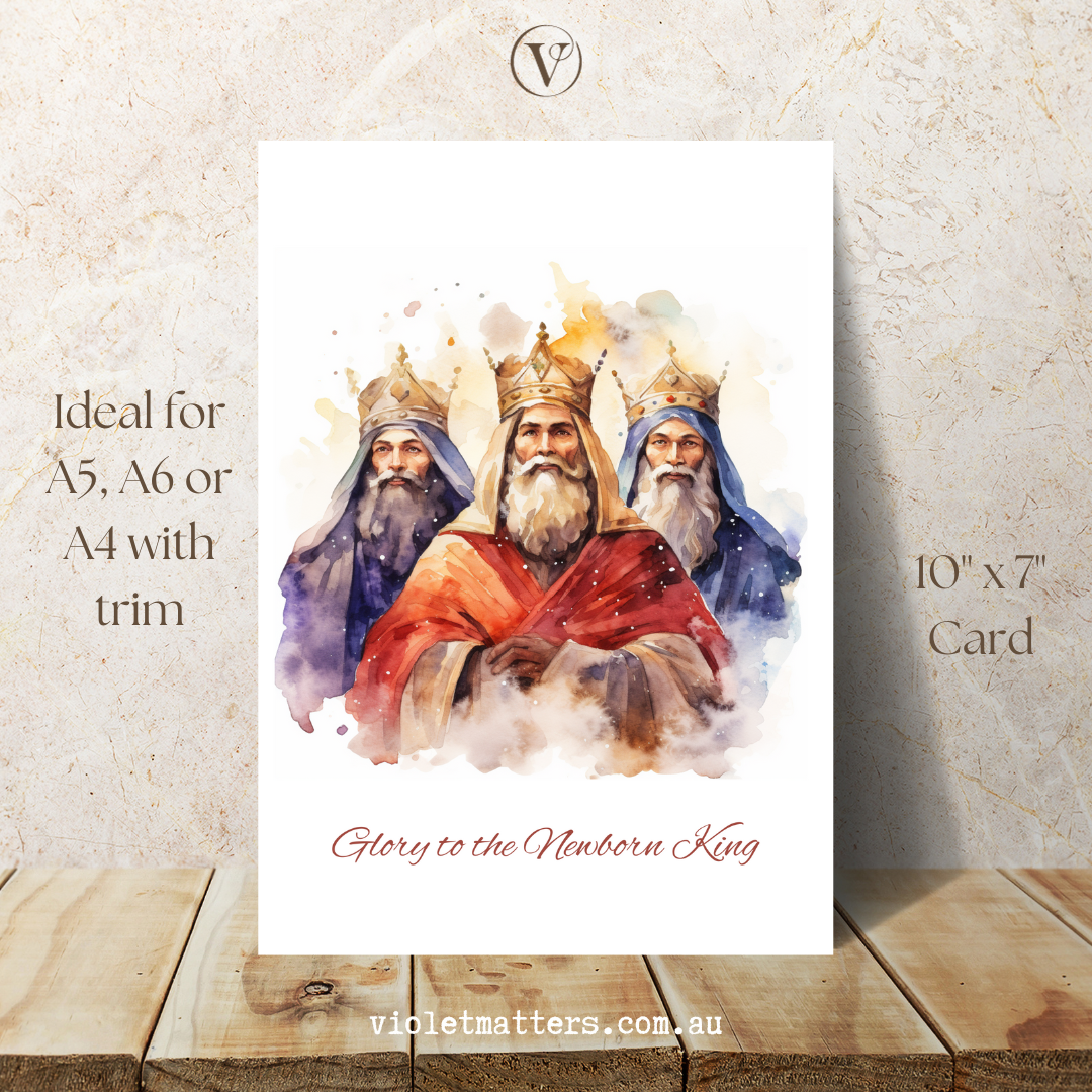 Beautiful Watercolor Printable Christmas Faith A5 Card