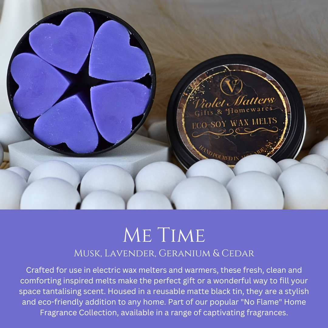 Me Time: Musk, Lavender, Geranium & Cedar - Eco Soy Wax Melt Tin