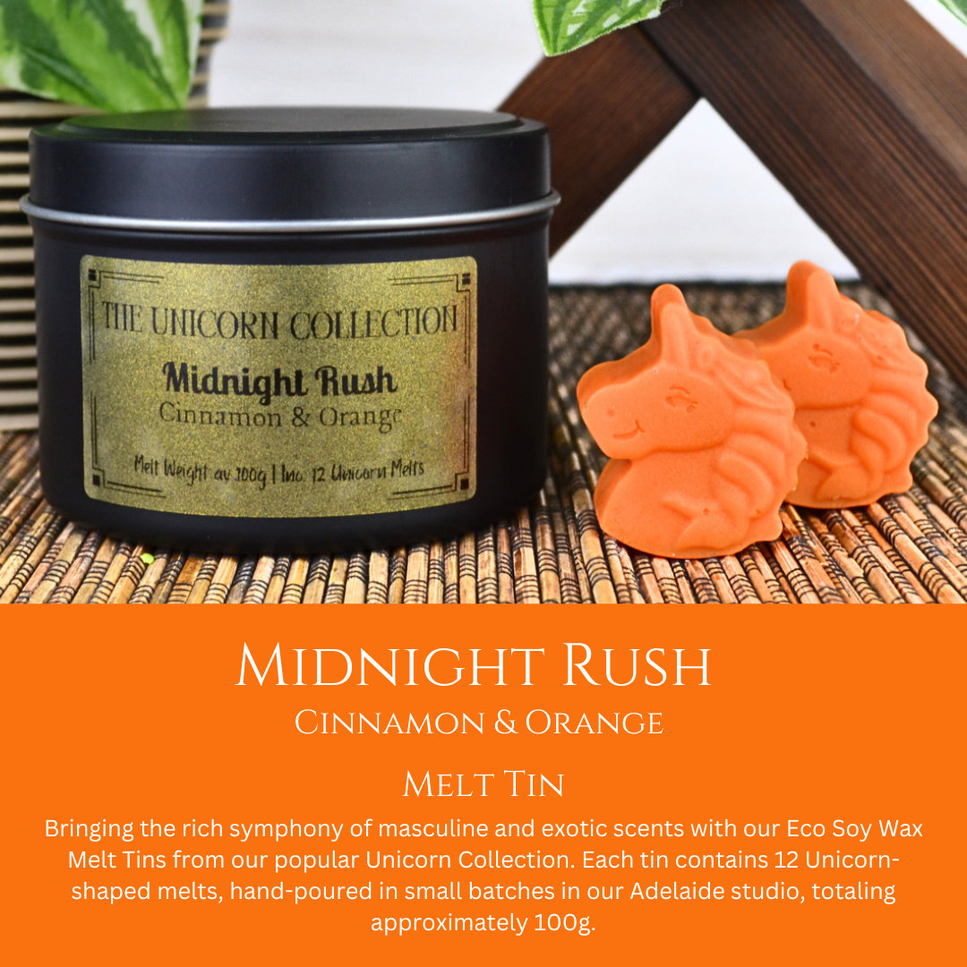 Midnight Rush: Cinnamon & Orange - Eco Soy Wax Melt Tin