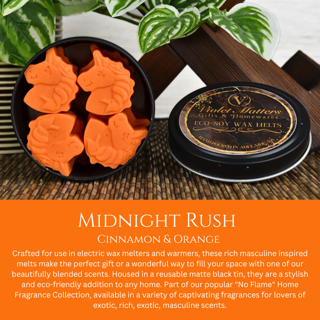 Midnight Rush: Cinnamon & Orange - Eco Soy Wax Melt Tin