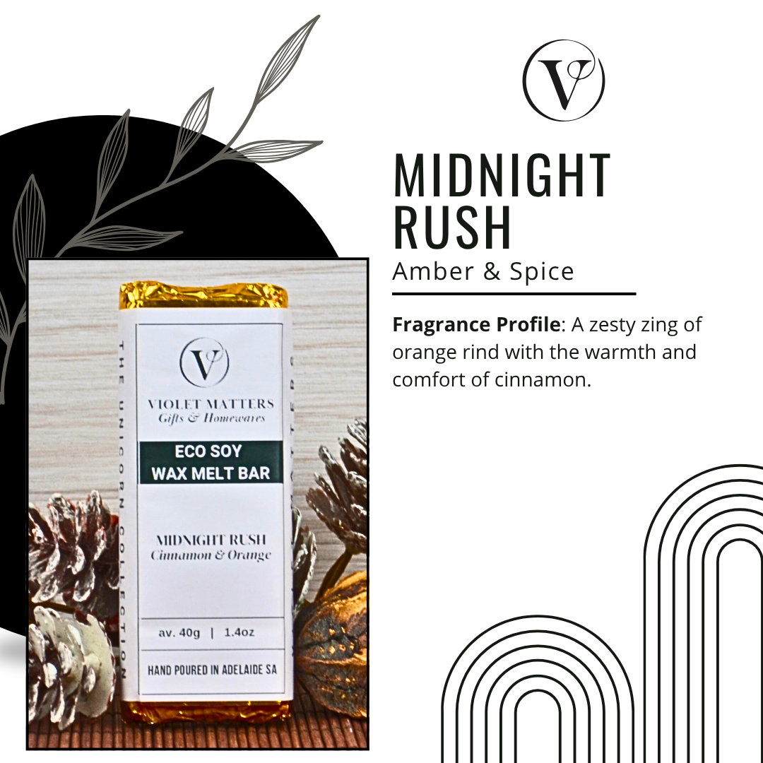 Midnight Rush: Orange & Cinnamon - Eco Soy Wax Melt Bar