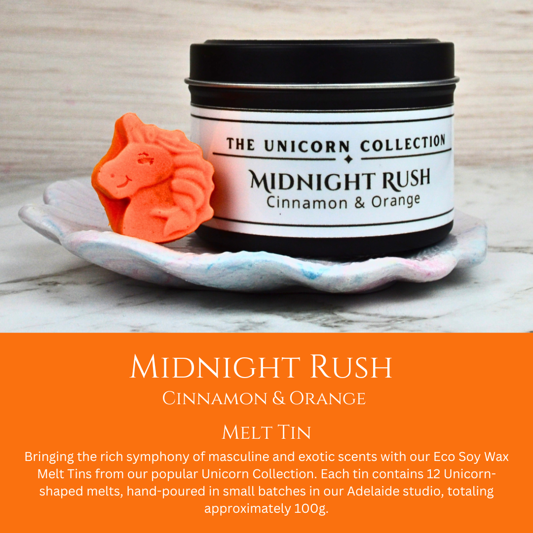 Midnight Rush: Cinnamon & Orange - Eco Soy Wax Melt Tin