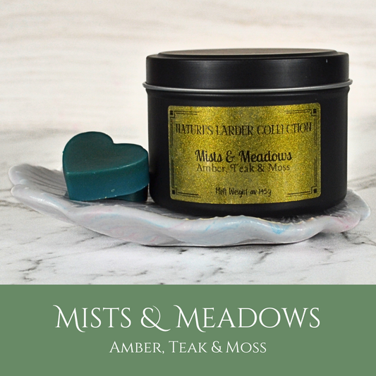 Mists & Meadows: Amber, Teak & Moss - Eco Soy Wax Melt Tin