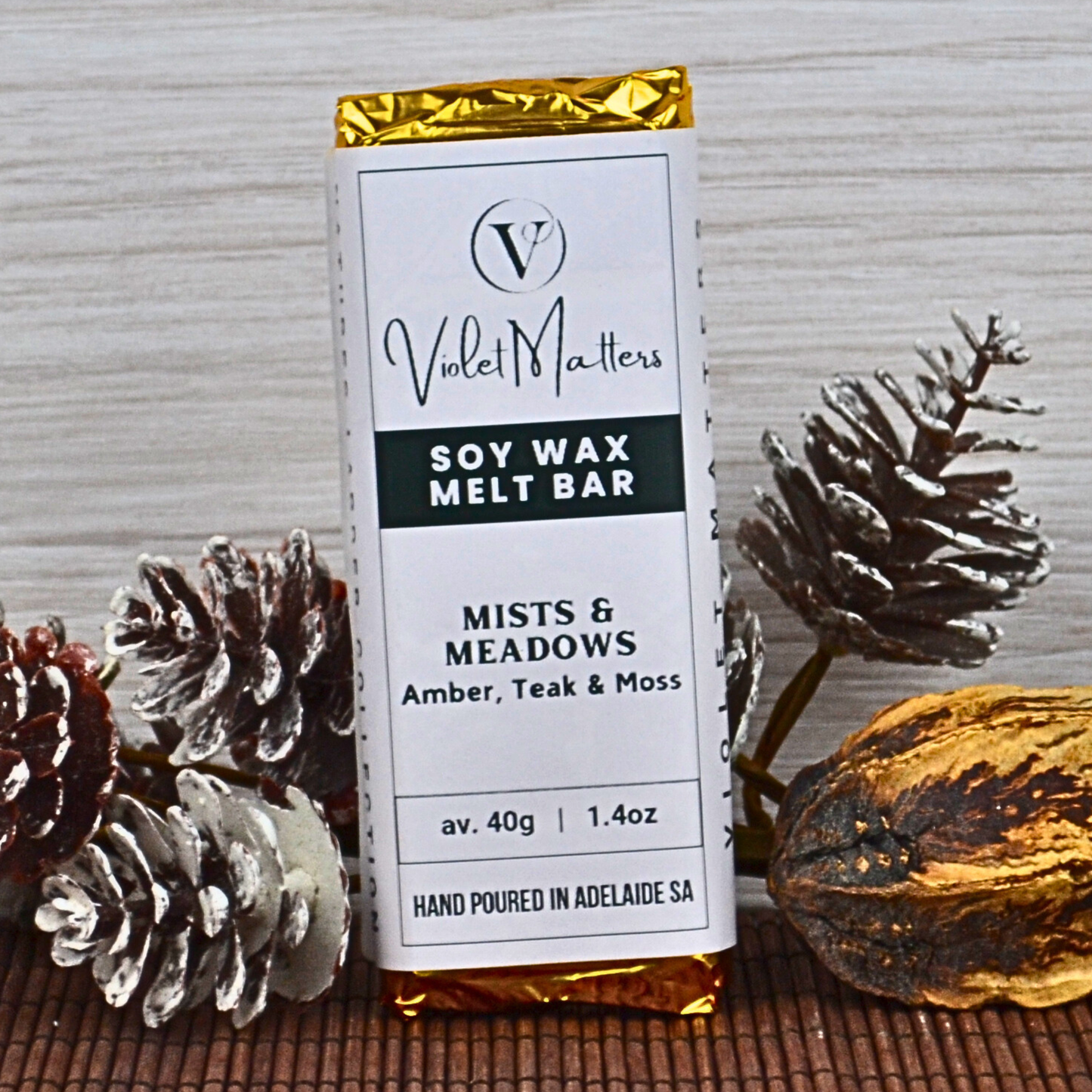 Mists & Meadows: Amber, Teak & Moss - Eco Soy Wax Melt Bar
