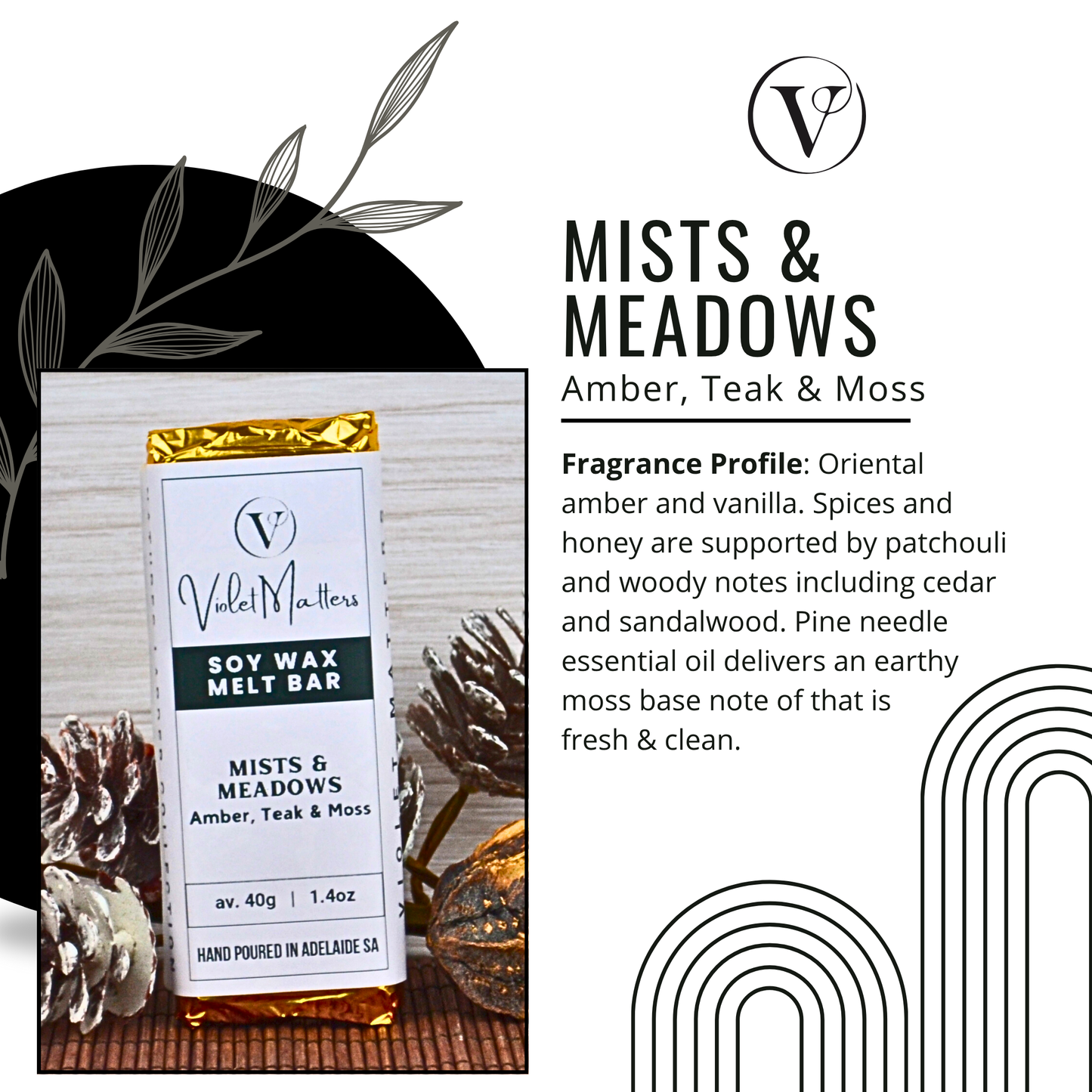 Mists & Meadows: Amber, Teak & Moss - Eco Soy Wax Melt Bar