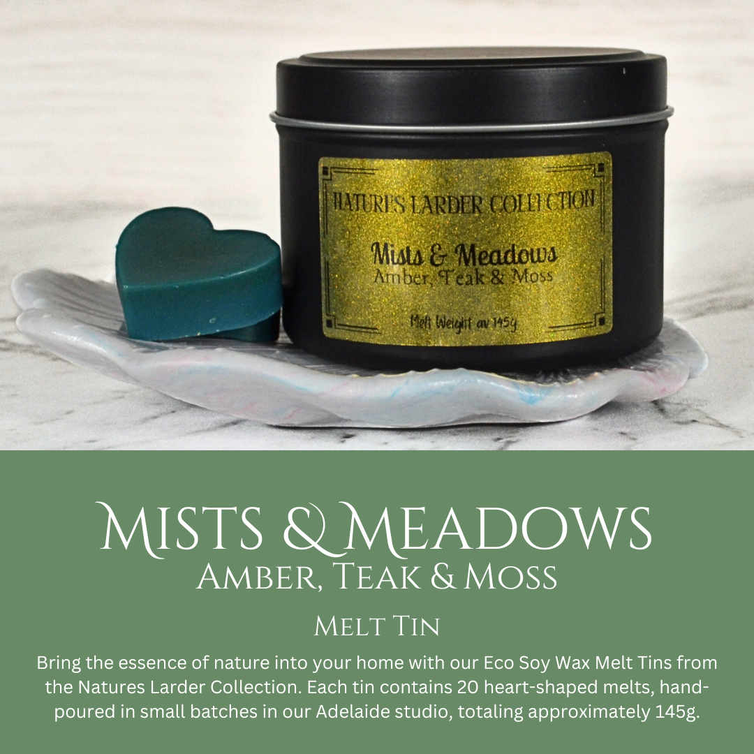 Mists & Meadows: Amber, Teak & Moss - Eco Soy Wax Melt Tin