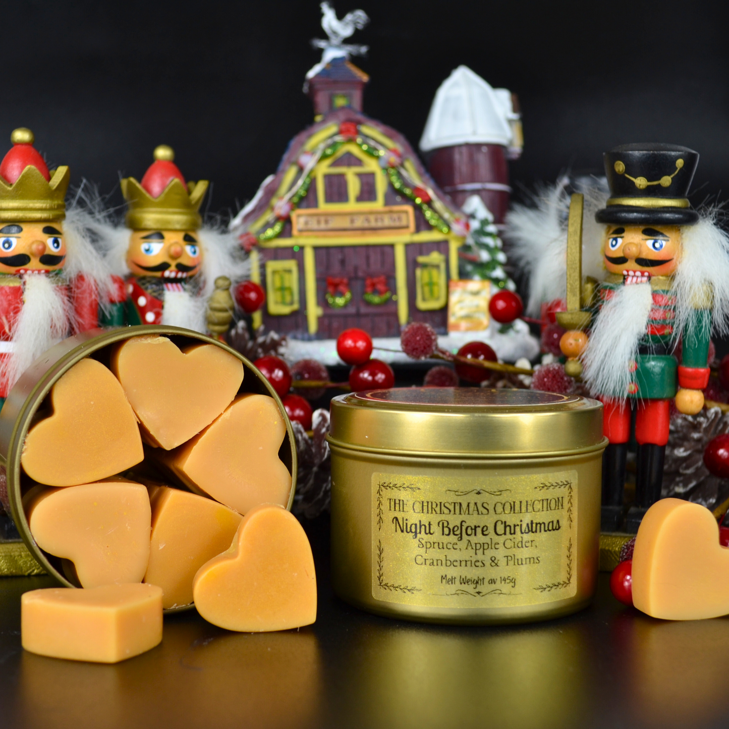 Night Before Christmas: Spruce, Apple Cider, Cranberries & Plums - Eco Soy Christmas Wax Melt Tin