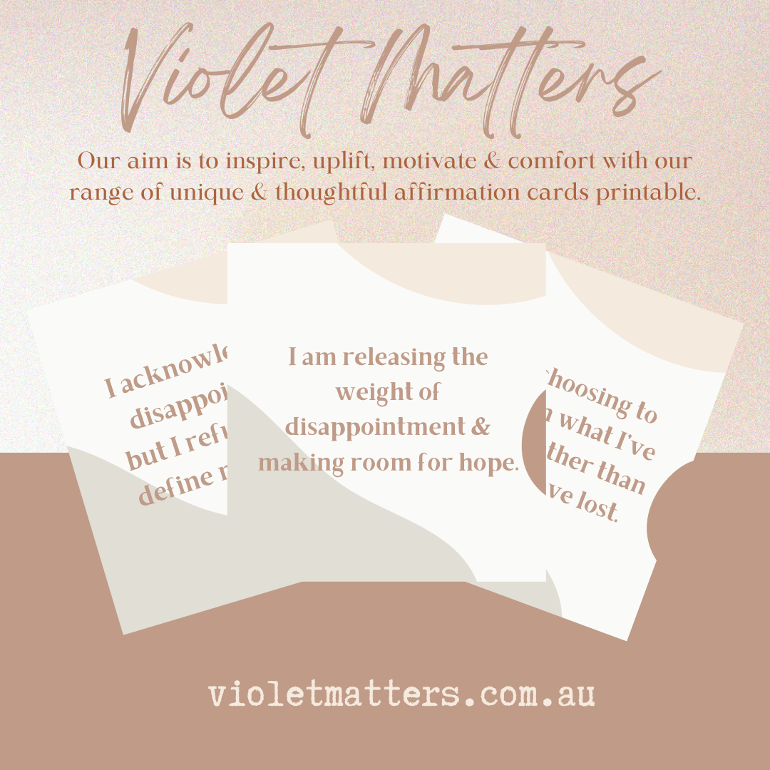 Printable Affirmation Card Set - Digital Download PDF - Overcoming Disappointments & Increasing Positivity