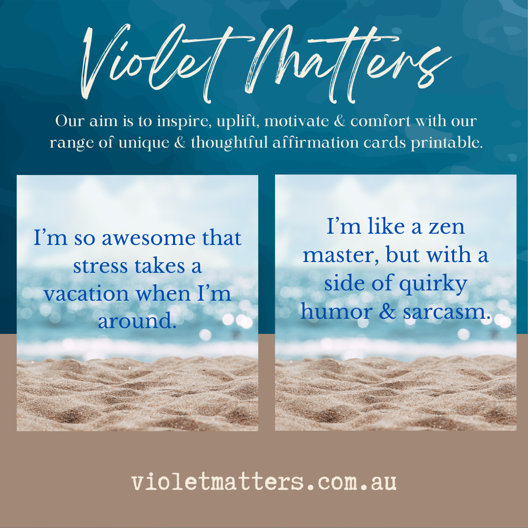 Printable Affirmation Card Set - Digital Download PDF - Stress Busters, Cheesy