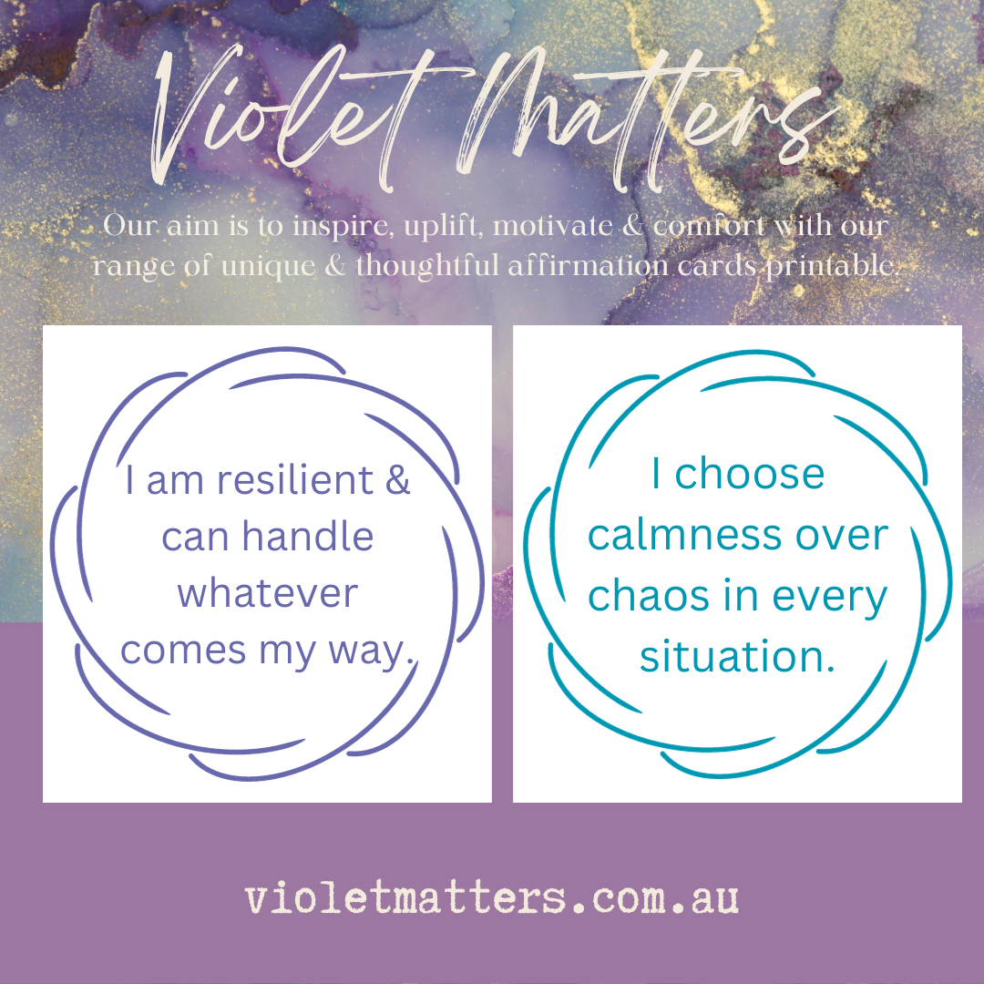 Printable Affirmation Card Set - Digital Download PDF - Stress Relief