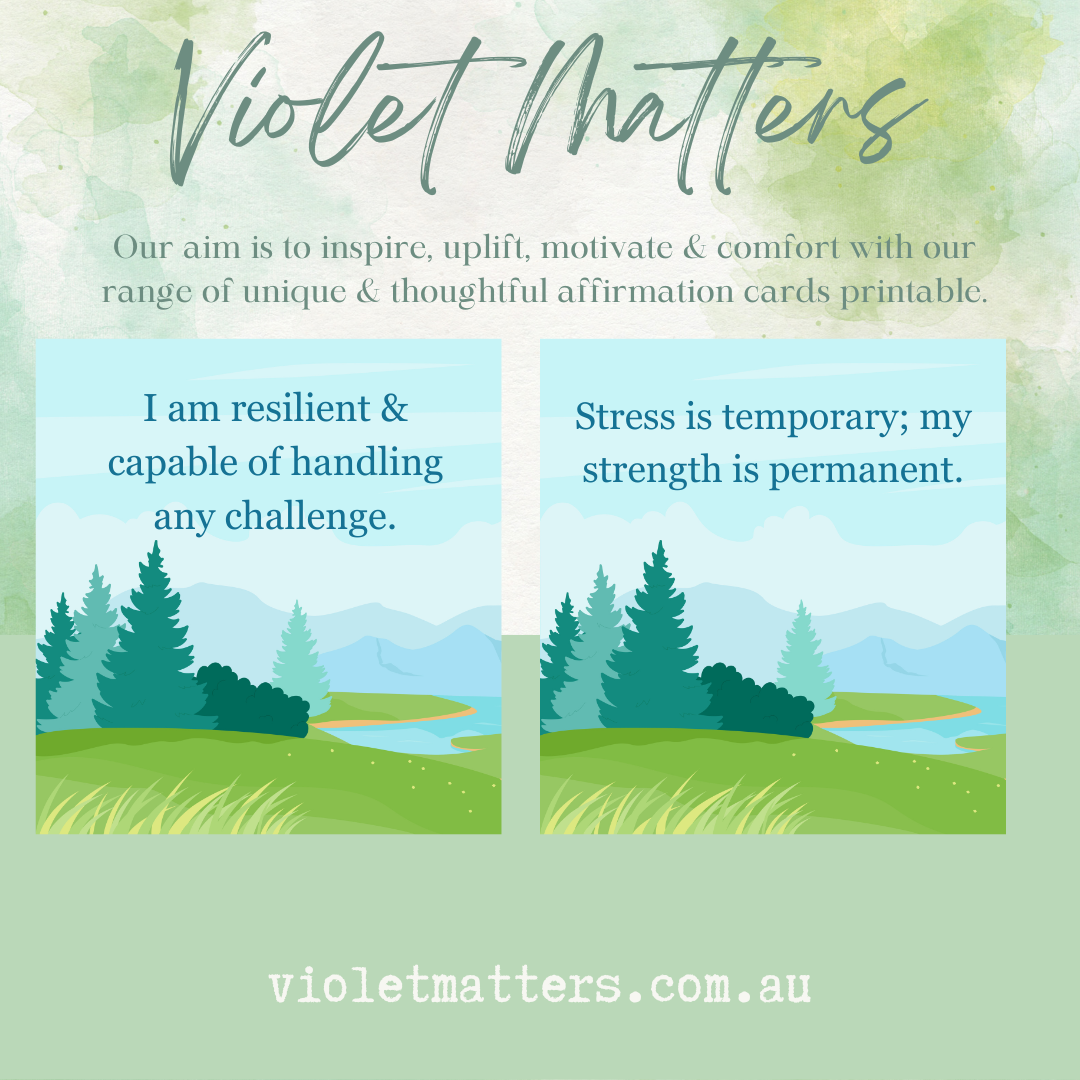 Printable Affirmation Card Set - Digital Download PDF - Reducing Stress