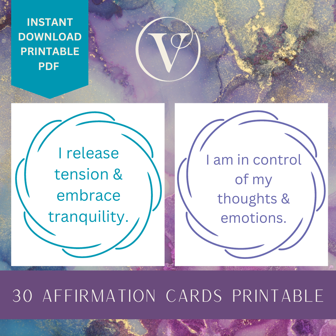 Printable Affirmation Card Set - Digital Download PDF - Stress Relief