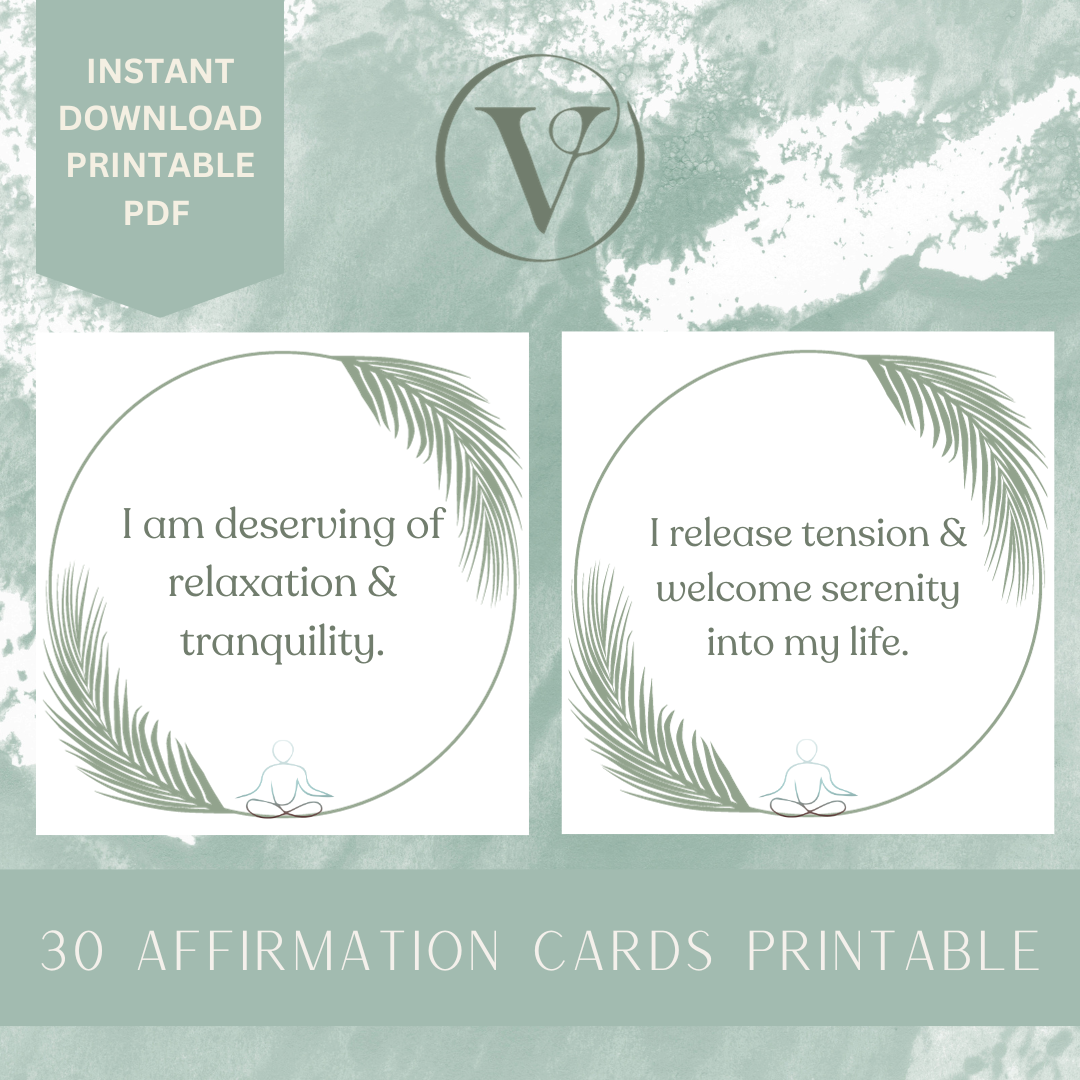 Printable Affirmation Card Set - Digital Download PDF - Relaxation