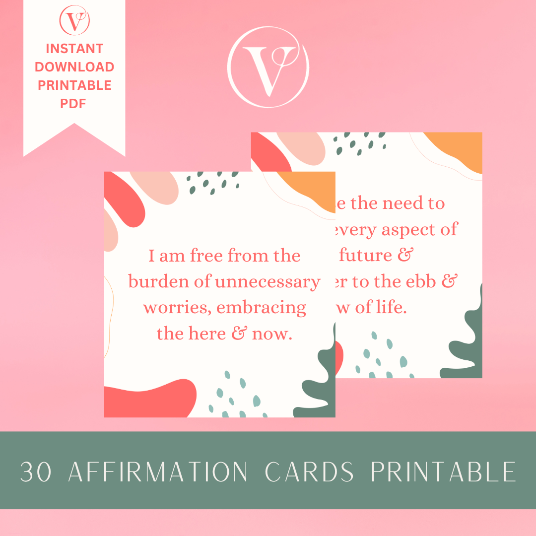 Affirmation Card Printable - Living in the moment & letting go of fear and worry