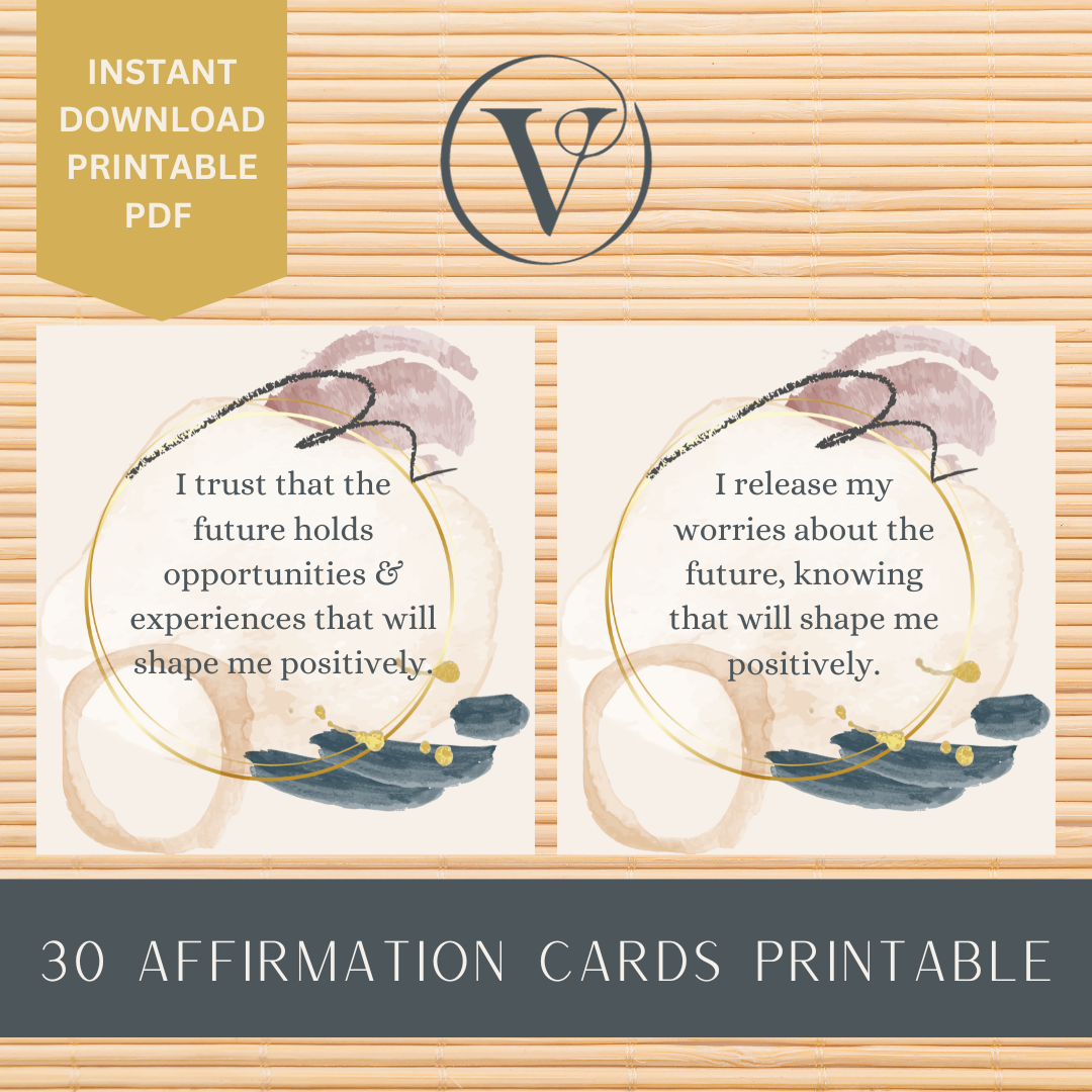 Printable Affirmation Card Set - Digital Download PDF - Worry & Positivity