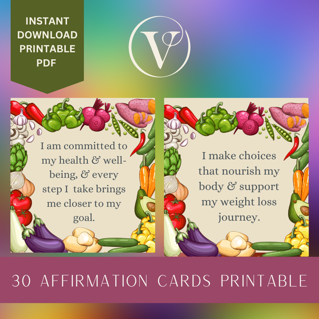 Printable Affirmation Card Set - Digital Download PDF - Weight Loss Journey Inspiration & Motivation