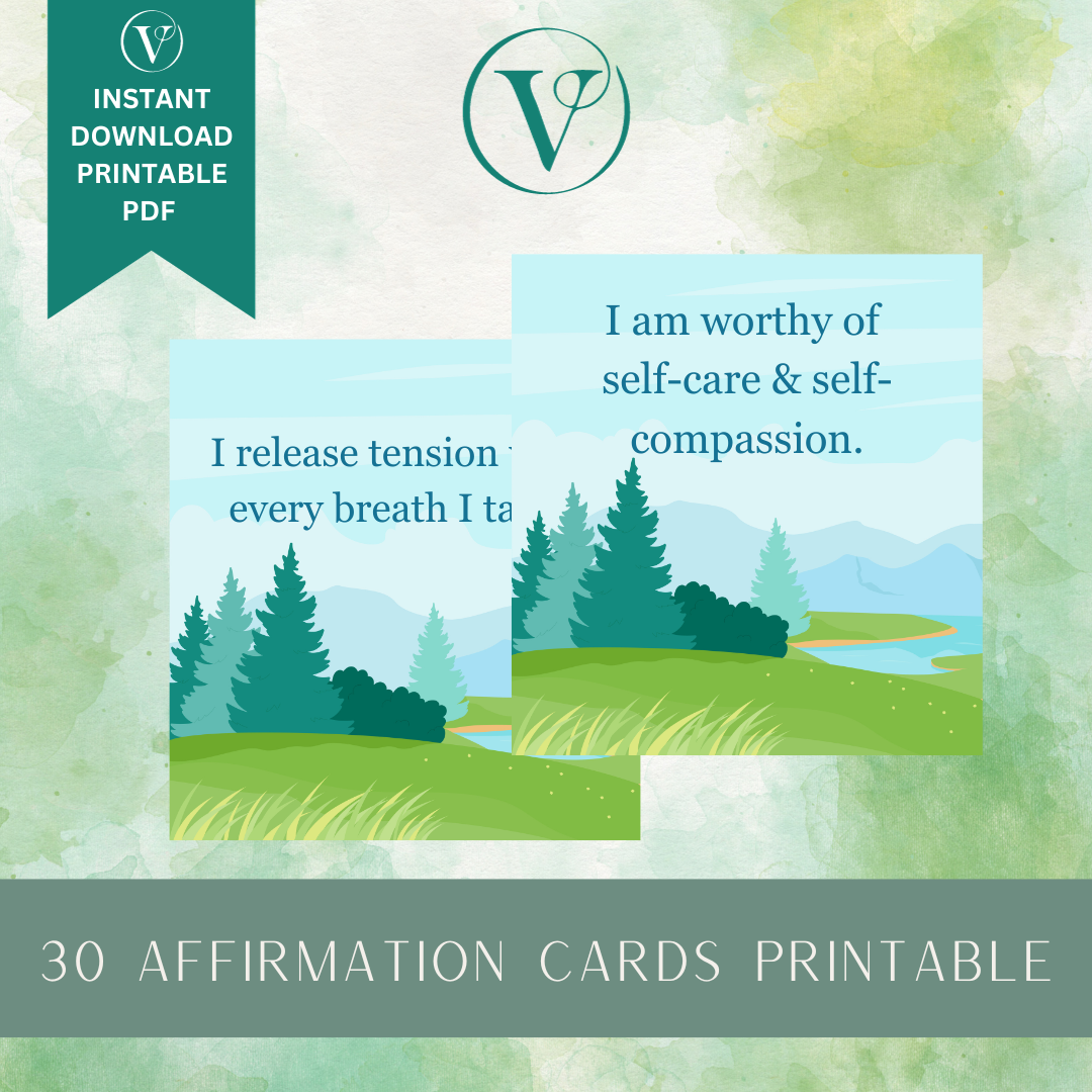 Printable Affirmation Card Set - Digital Download PDF - Reducing Stress