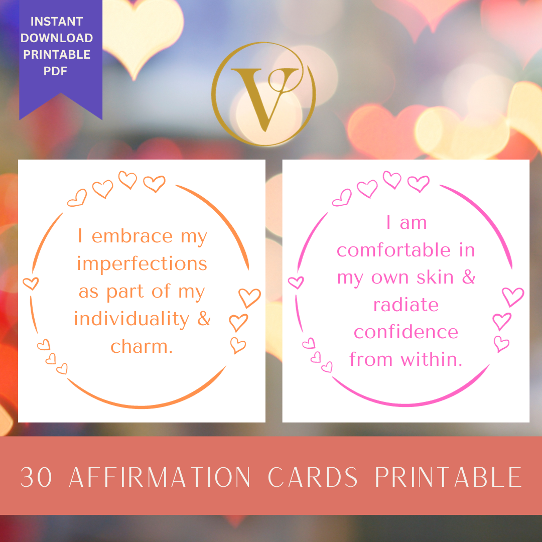 Printable Affirmation Card Set - Digital Download PDF - Self Love & Body Positivity