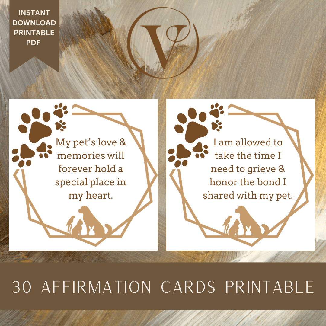 Affirmation Cards Printable - Comforting Pet Memorial Affirmations for Coping with Loss & Grief