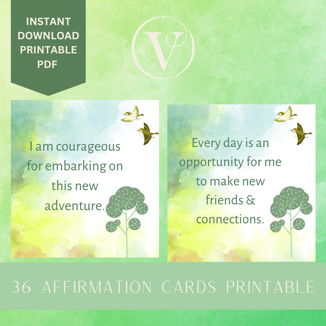 Printable Affirmation Card Set - Digital Download PDF - Moving & Starting Over