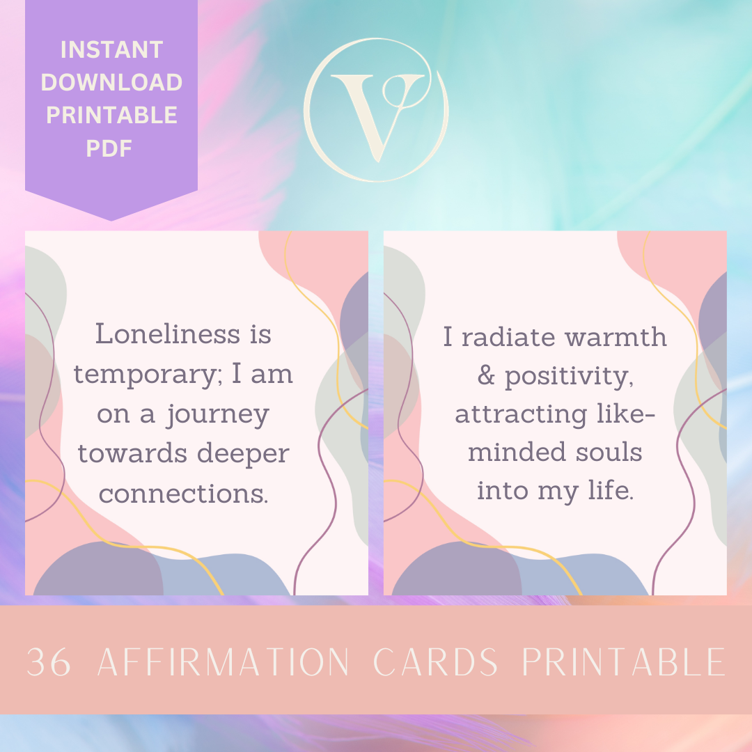 Printable Affirmation Card Set - Digital Download PDF - Loneliness