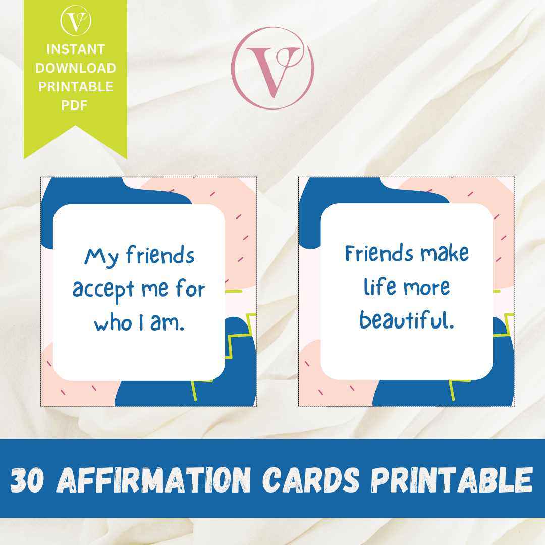 Printable Affirmation Card Set - Digital Download PDF - Friendship Affirmation Cards for Children, Printable Affirmations for Kids