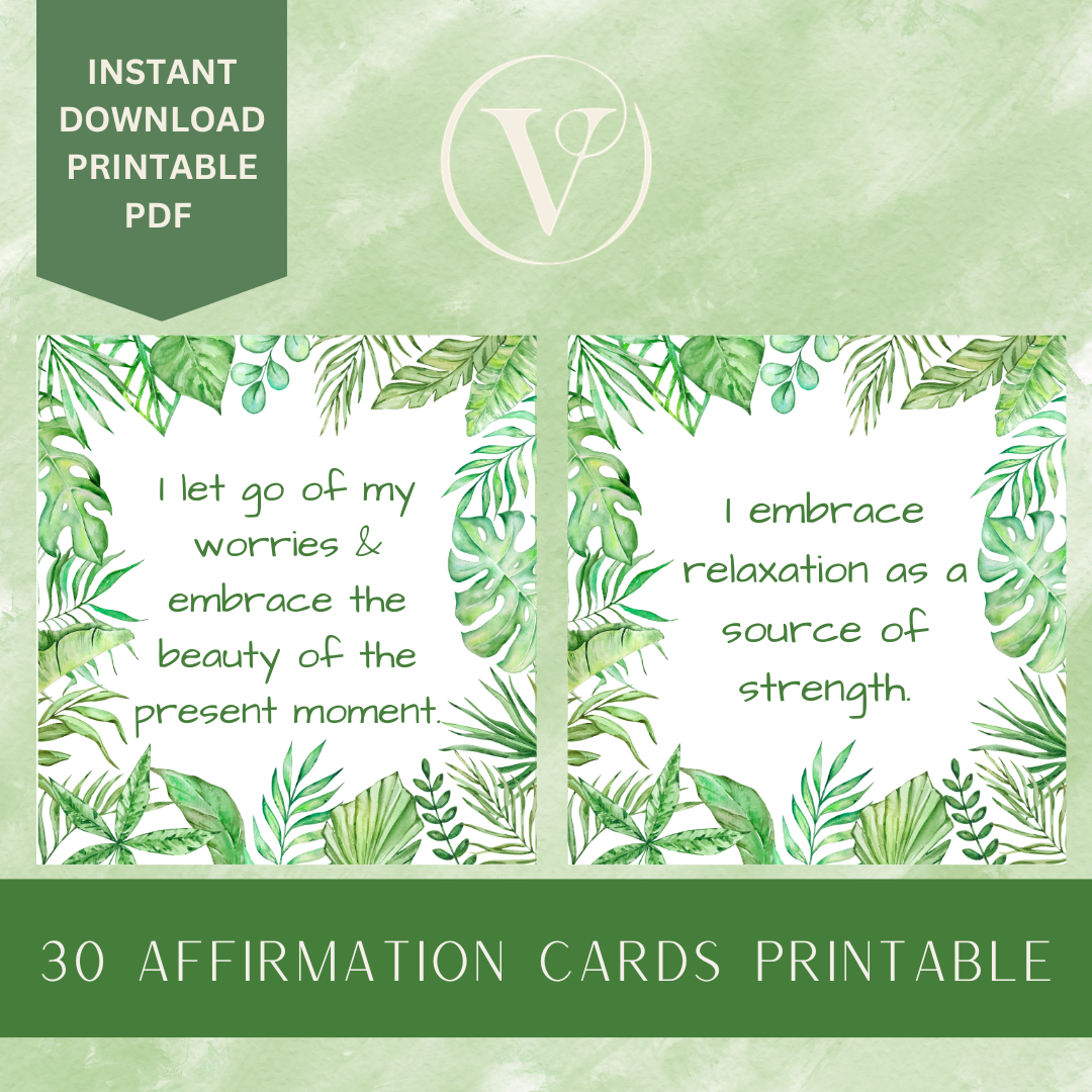 Printable Affirmation Card Set - Digital Download PDF - Relaxing More