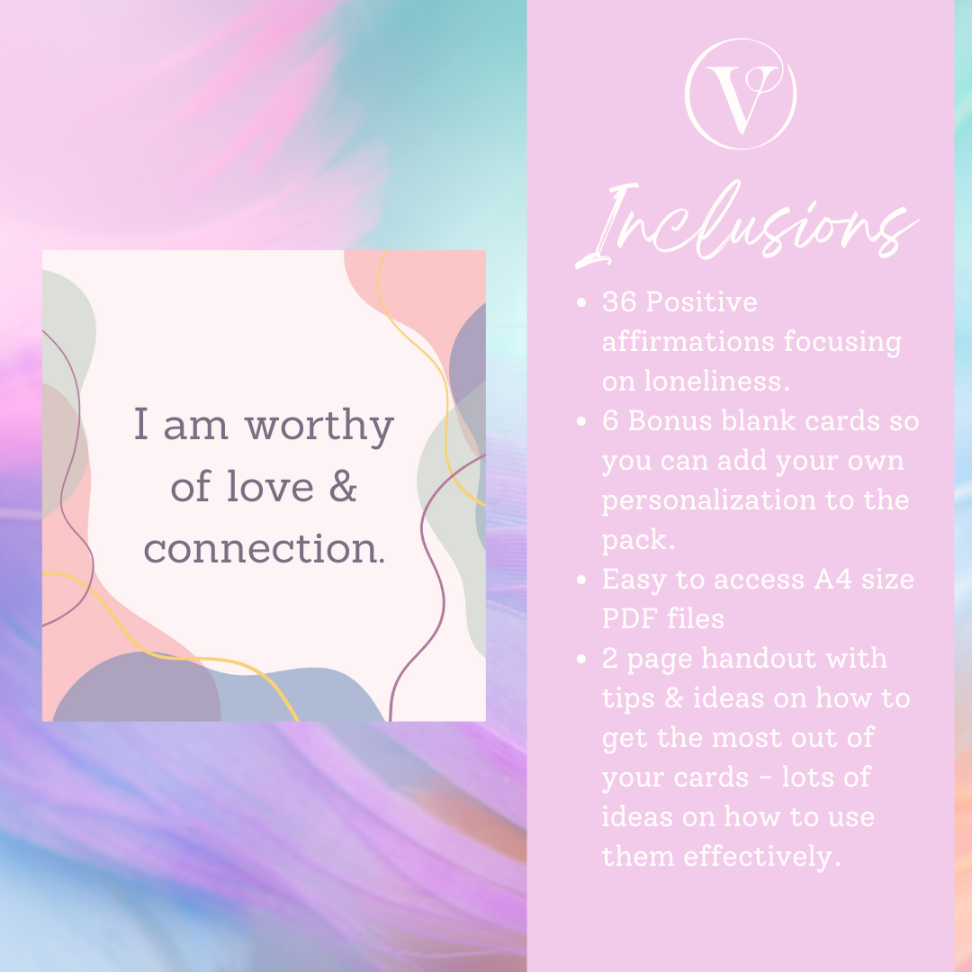 Printable Affirmation Card Set - Digital Download PDF - Loneliness