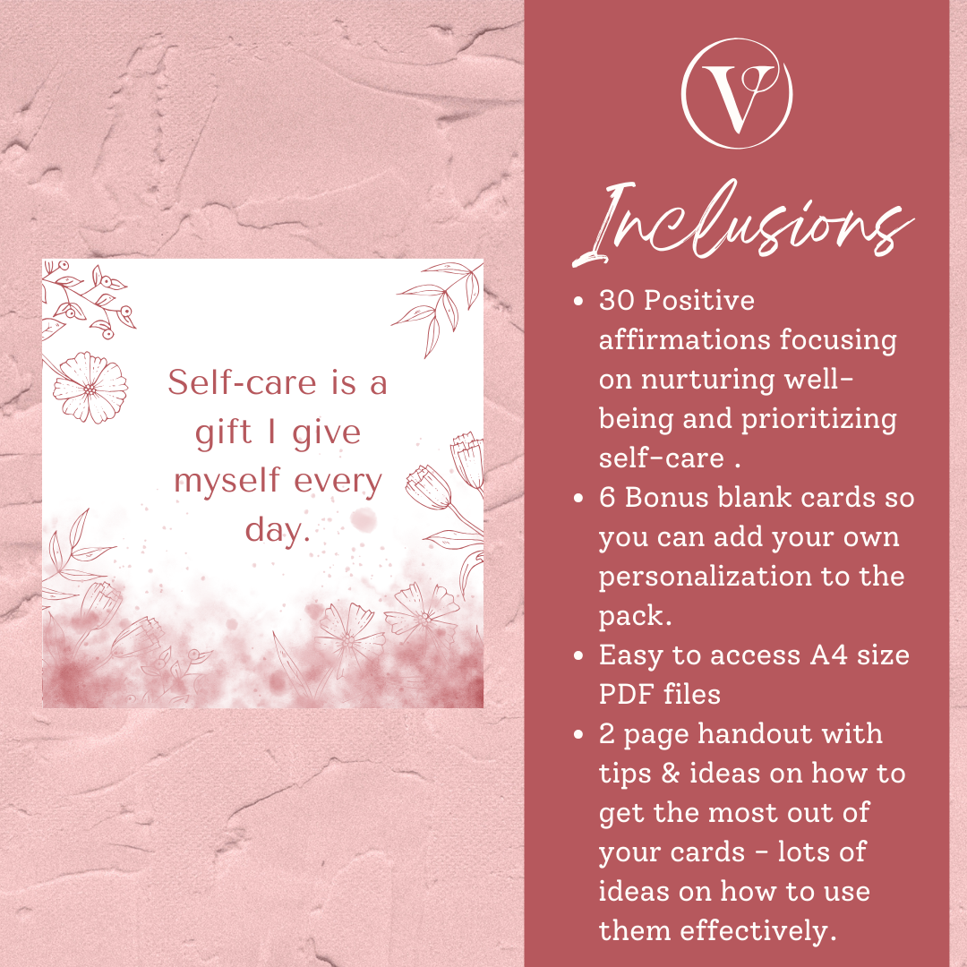 Printable Affirmation Card Set - Digital Download PDF - Nurturing Well-Being & Prioritizing Self Care