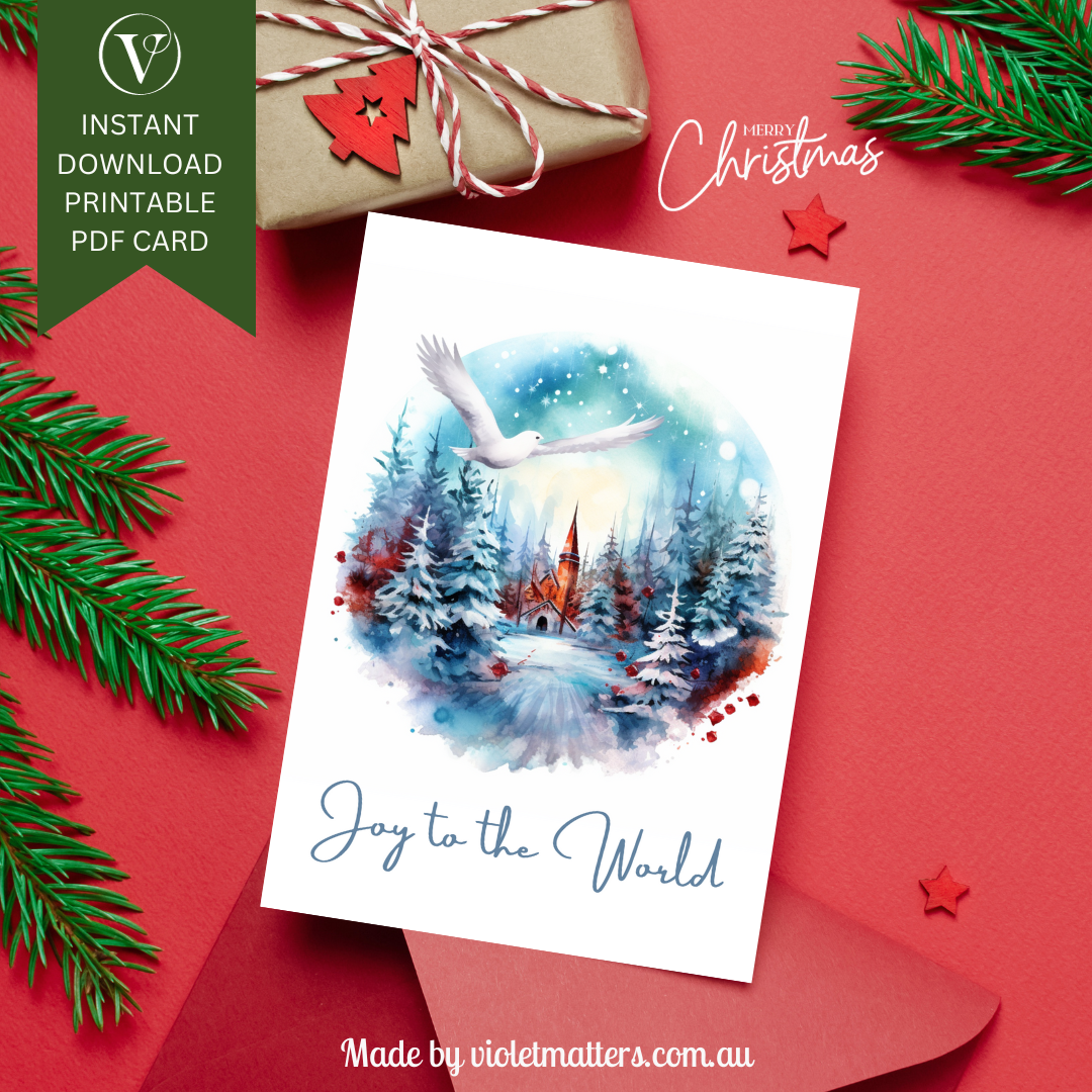 Joy To The World Printable Christmas A5 Card