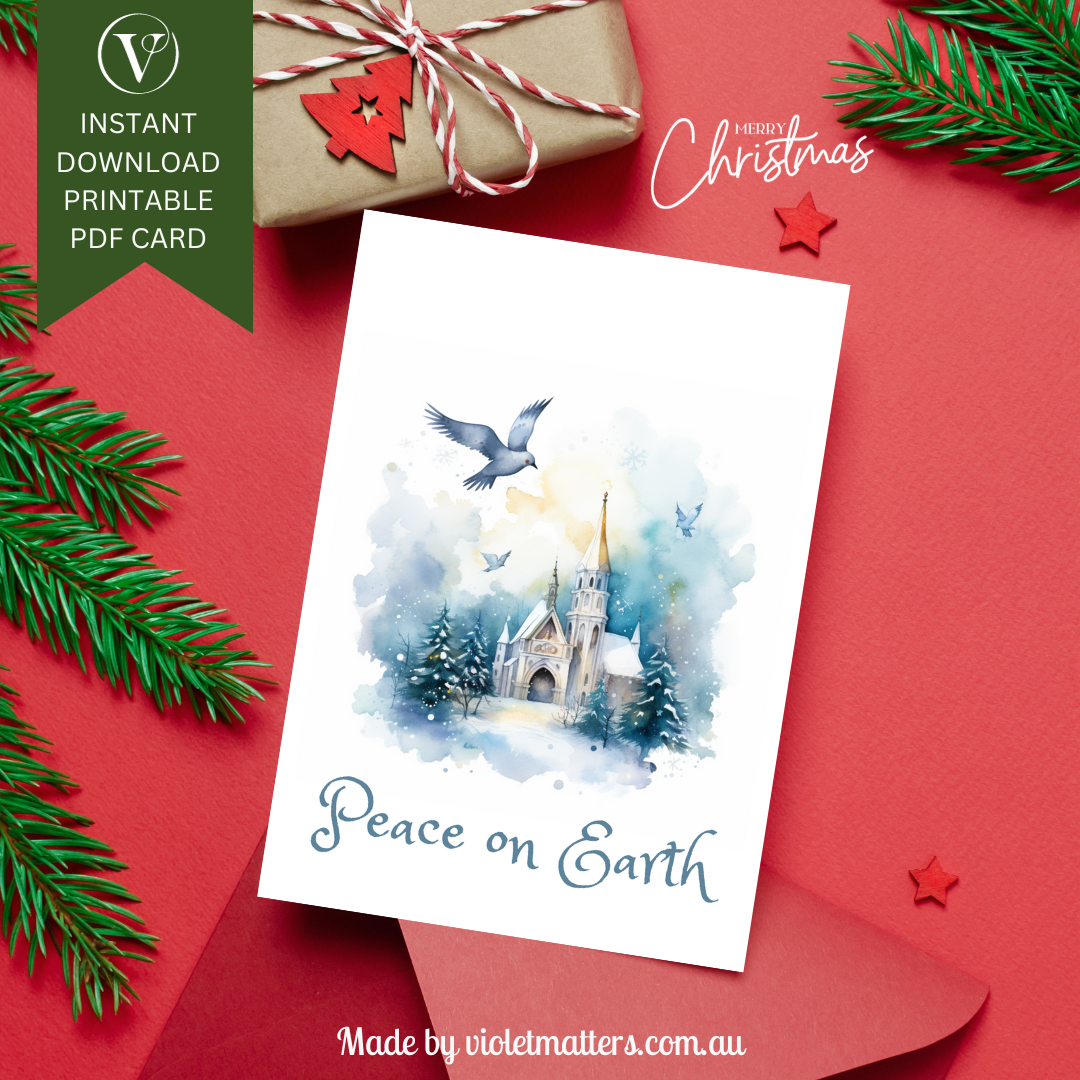 Peace on Earth Printable Christmas A5 Card